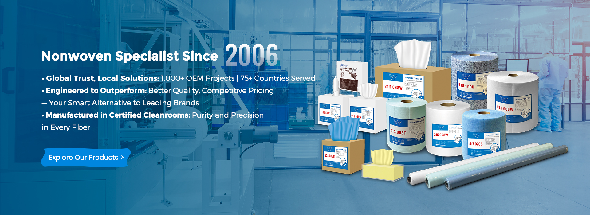 Industrial wipes and nonwoven wipes rolls for professional cleaning and OEM