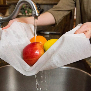 Household cleaning of fruits with disposable kitchen wipes