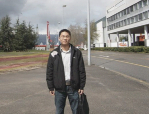 Company representative in Geneva during early nonwoven technology exploration in 2008