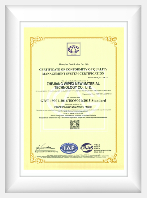 ISO 9001 certified non woven cleaning cloth and dry wipes quality system