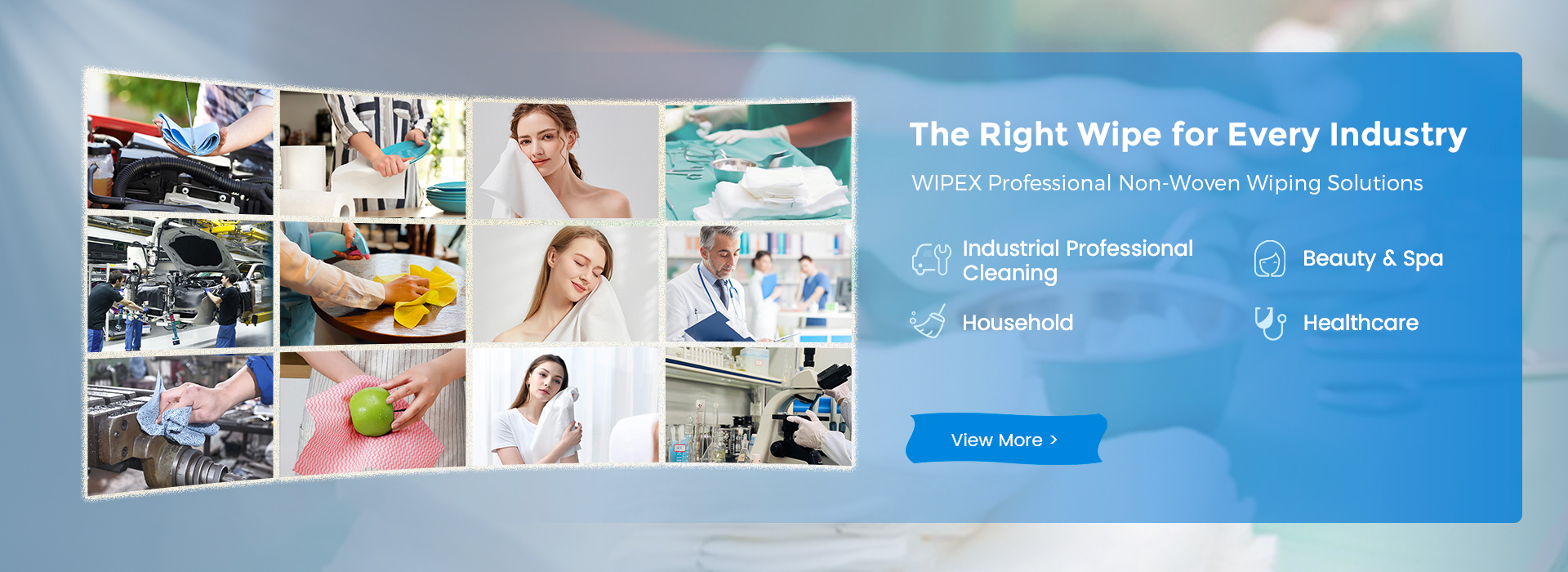 Non woven cleaning cloth for industrial, household, healthcare and beauty cleaning