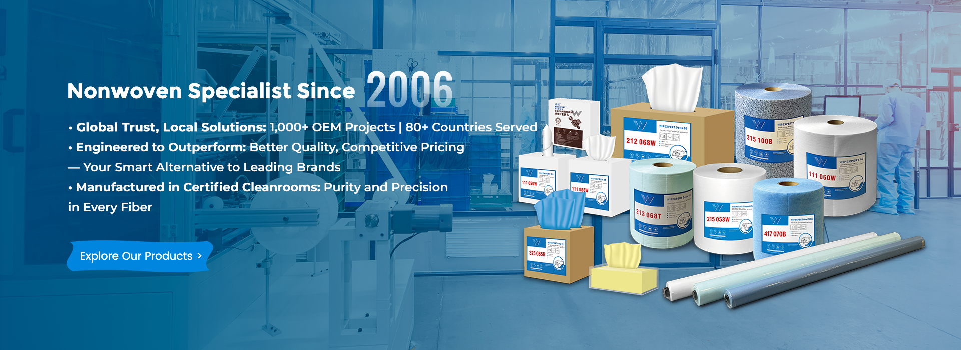 Industrial wipes and nonwoven wipes rolls for professional cleaning and OEM
